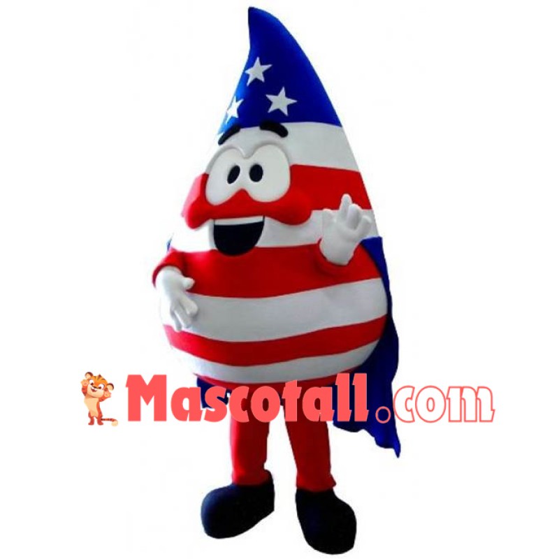 US Flag Print Water Drop Mascot Costume