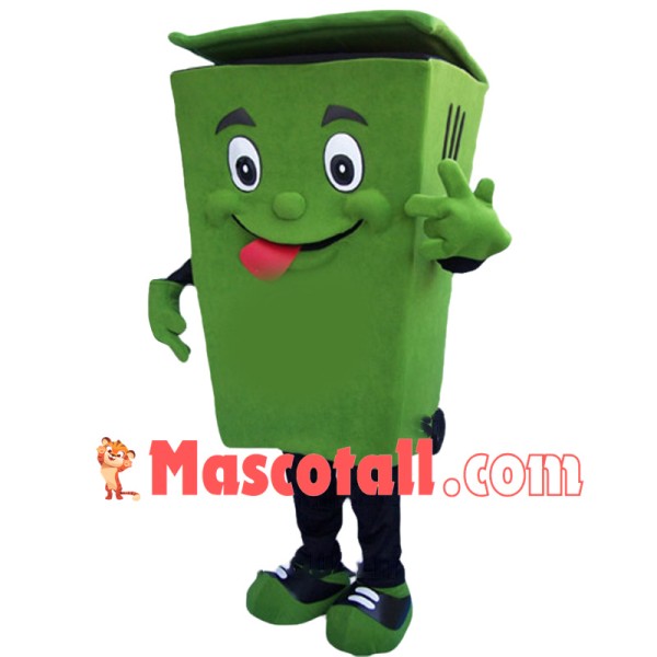 Green Recycle Trash Can Mascot Costume Adult Size Waste Ash Bin Garbage Can Anime Costumes Advertising Mascotte Fancy Dress Kits