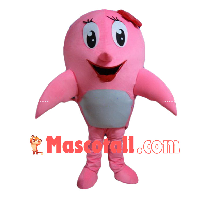 Pink Dolphin Mascot Costume 