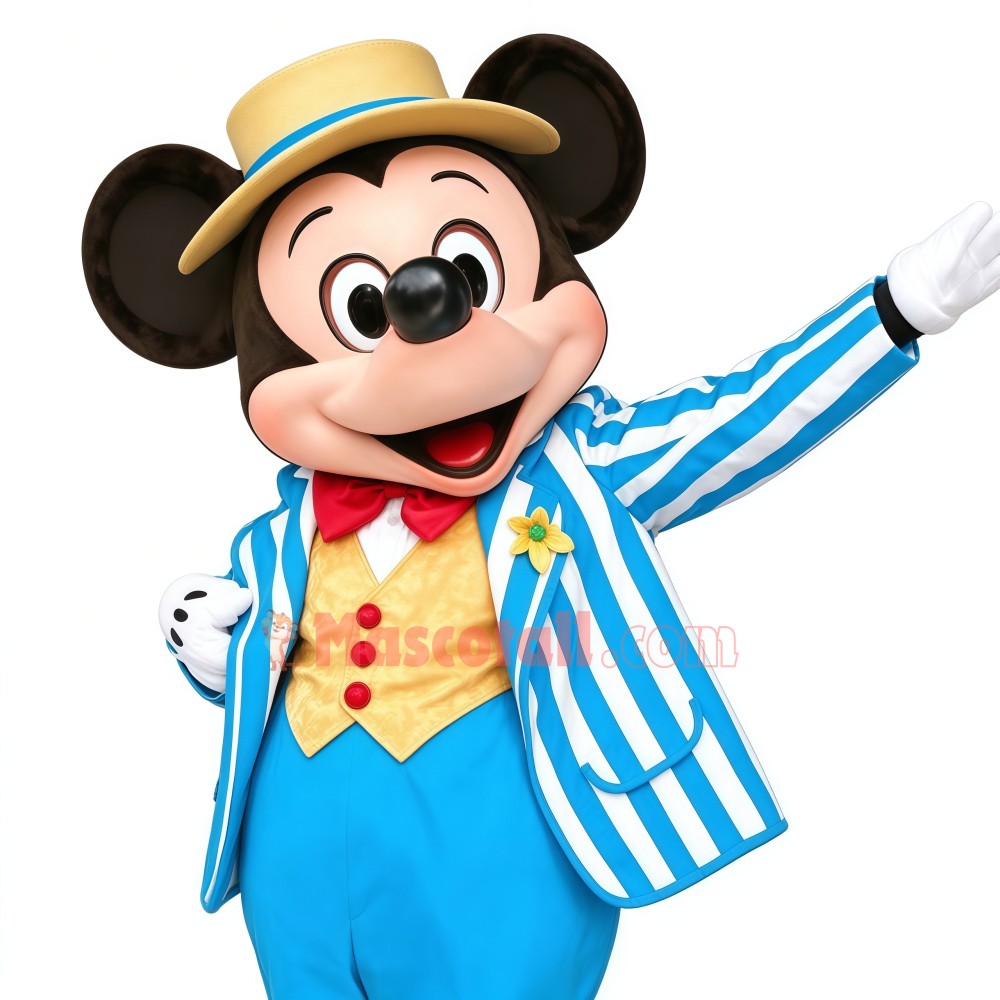 Disney Navy Blue Mickey Mouse Mascot Costume Party Game Adult Size Fancy Dress