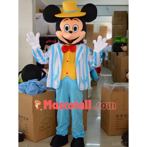 Disney Navy Blue Mickey Mouse Mascot Costume Party Game Adult Size Fancy Dress
