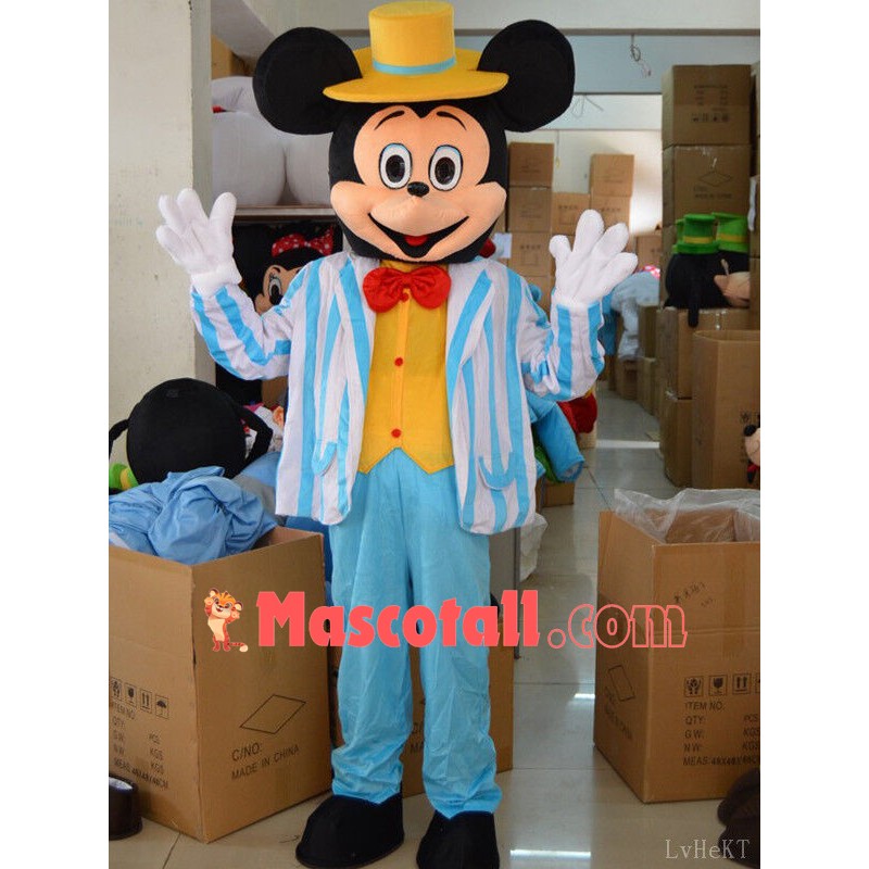 Disney Navy Blue Mickey Mouse Mascot Costume Party Game Adult Size Fancy Dress