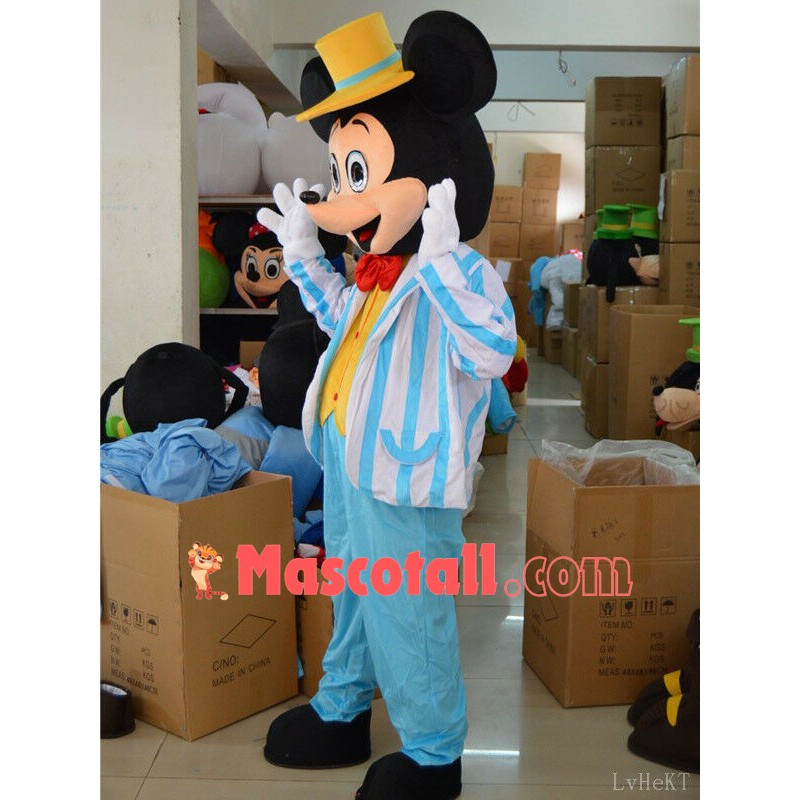 Disney Navy Blue Mickey Mouse Mascot Costume Party Game Adult Size Fancy Dress