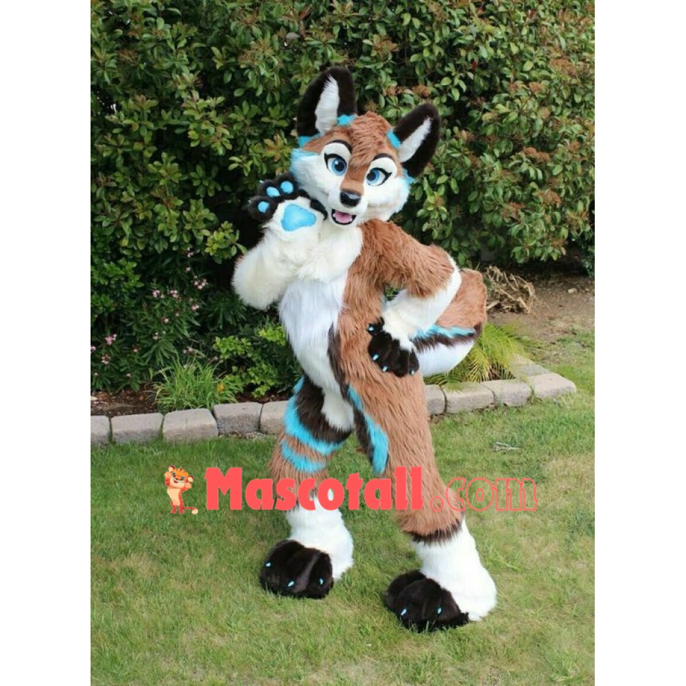 Long Fur Husky Dog Fox Fursuit Mascot Costume Suit Cosplay Dress Adults Parade