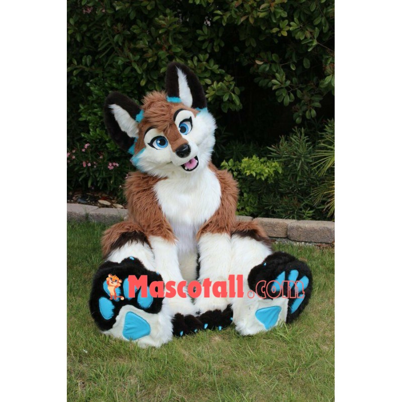 Long Fur Husky Dog Fox Fursuit Mascot Costume Suit Cosplay Dress Adults Parade