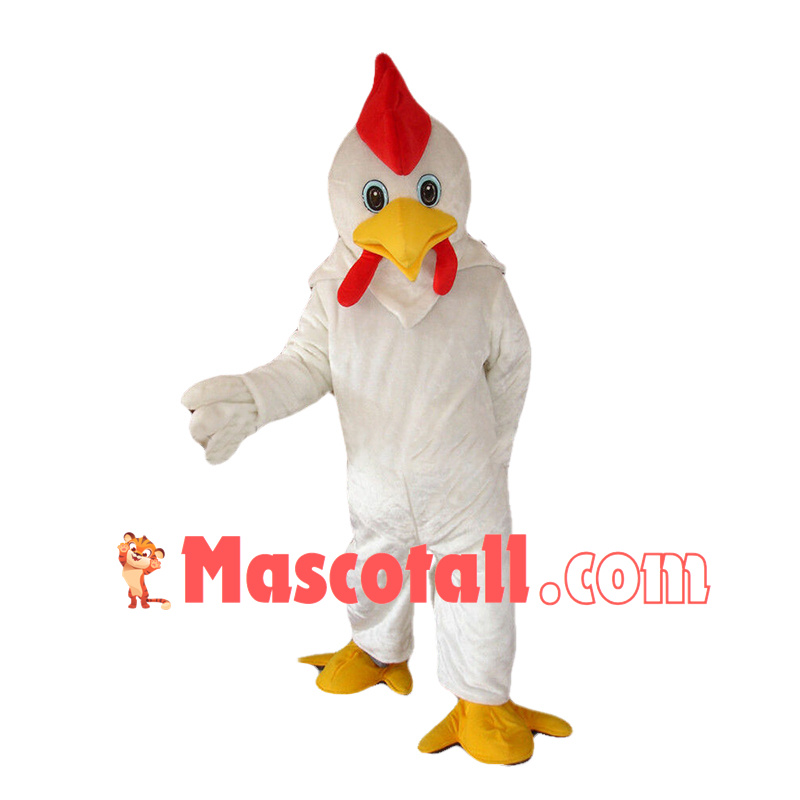 Hotsale Halloween White Chicken Rooster Mascot Costume Dress Adult Size New