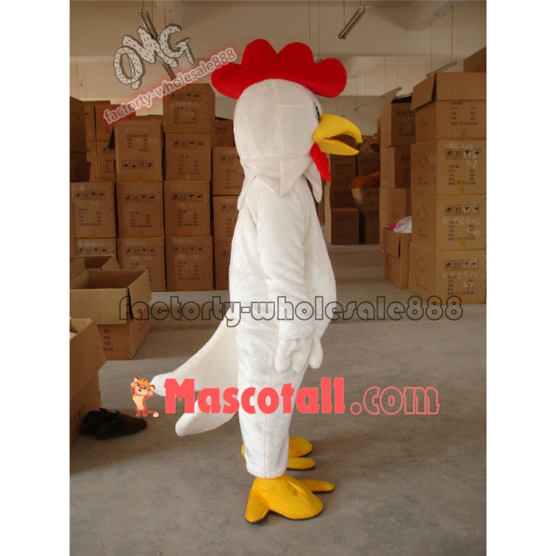 Hotsale Halloween White Chicken Rooster Mascot Costume Dress Adult Size New