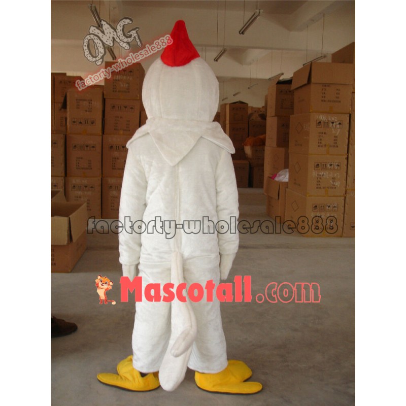 Hotsale Halloween White Chicken Rooster Mascot Costume Dress Adult Size New