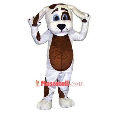 Cute White & Brown Dog Mascot Costume