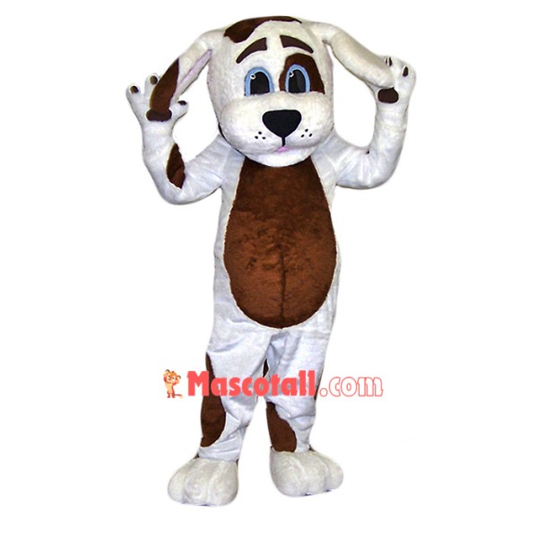 Cute White & Brown Dog Mascot Costume