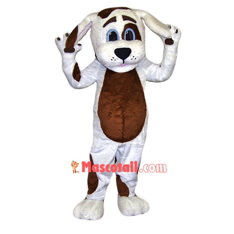 Cute White & Brown Dog Mascot Costume