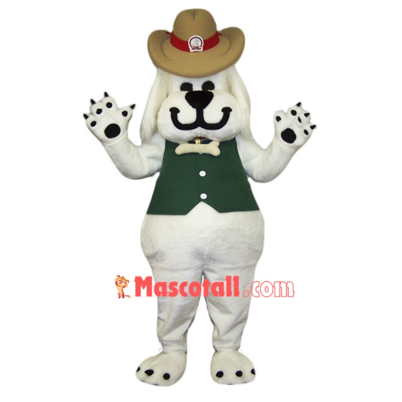 Smiling White Dog Mascot Costume