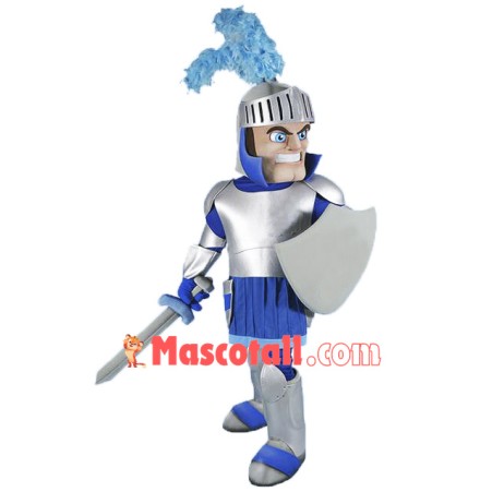 Silver & Blue Knight Mascot Costume