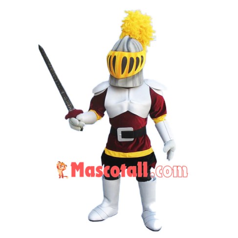Silver & Red Knight Mascot Costume