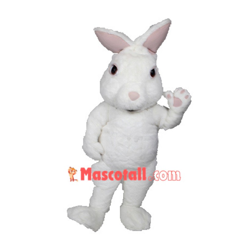 White Fuzzy Bunny Mascot Costume