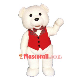 White Teddy Bear Mascot Costume