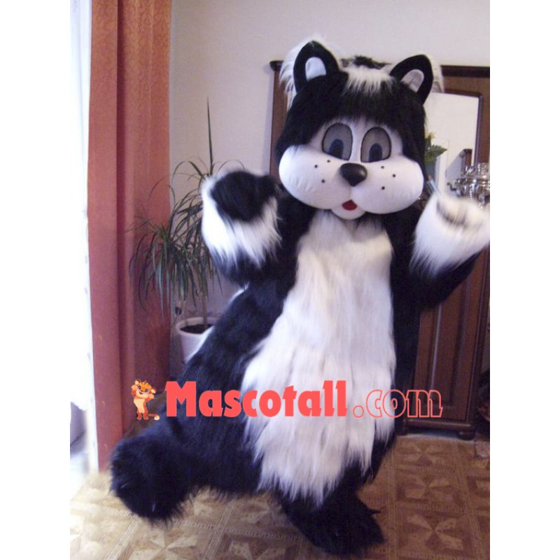 High Quality Black & White Cat Mascot Costume