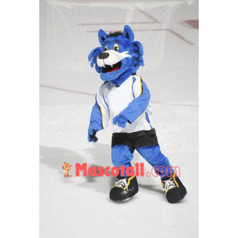 Blue Furry Tiger Mascot Costume