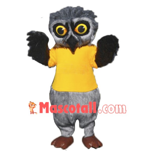 Grey Furry Owl Mascot Costume