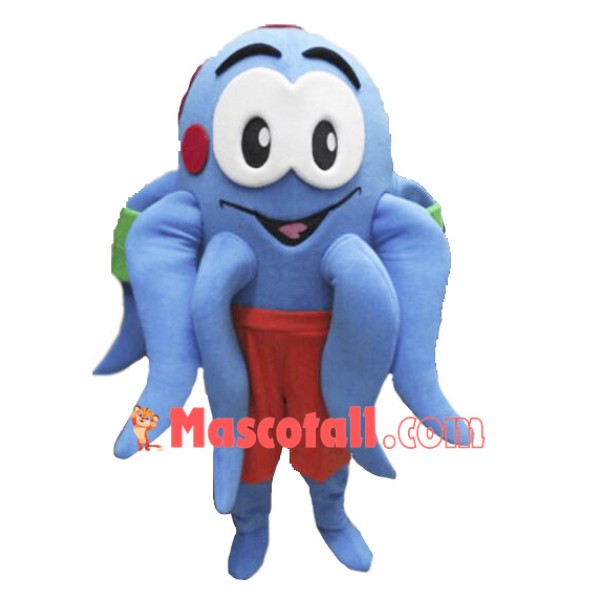 Blue Octopus Mascot Costume