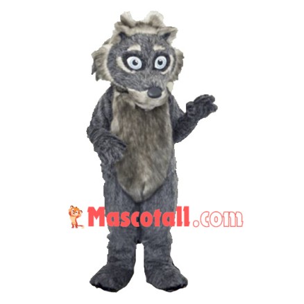 Grey Fluffy Wolf Mascot Costume