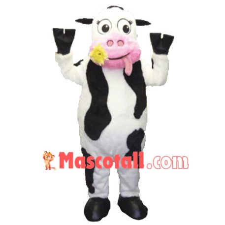 White & Black & Pink  Cow Mascot Costume