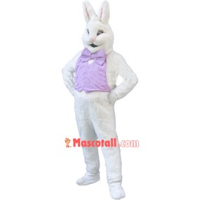 Confident White Bunny Rabbit Mascot Costume