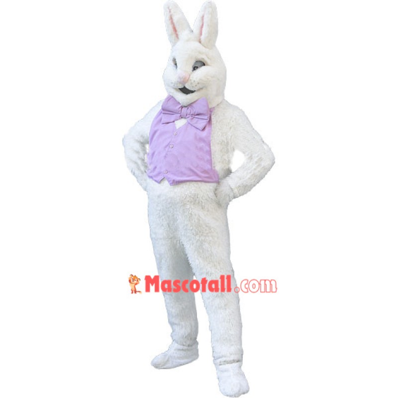 Confident White Bunny Rabbit Mascot Costume