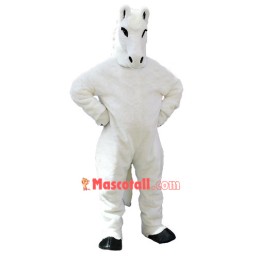 Friendly White Horse Mascot Costume
