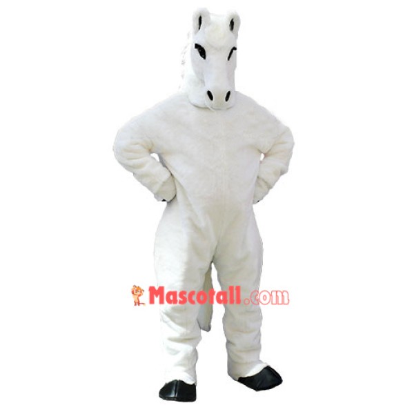 Friendly White Horse Mascot Costume