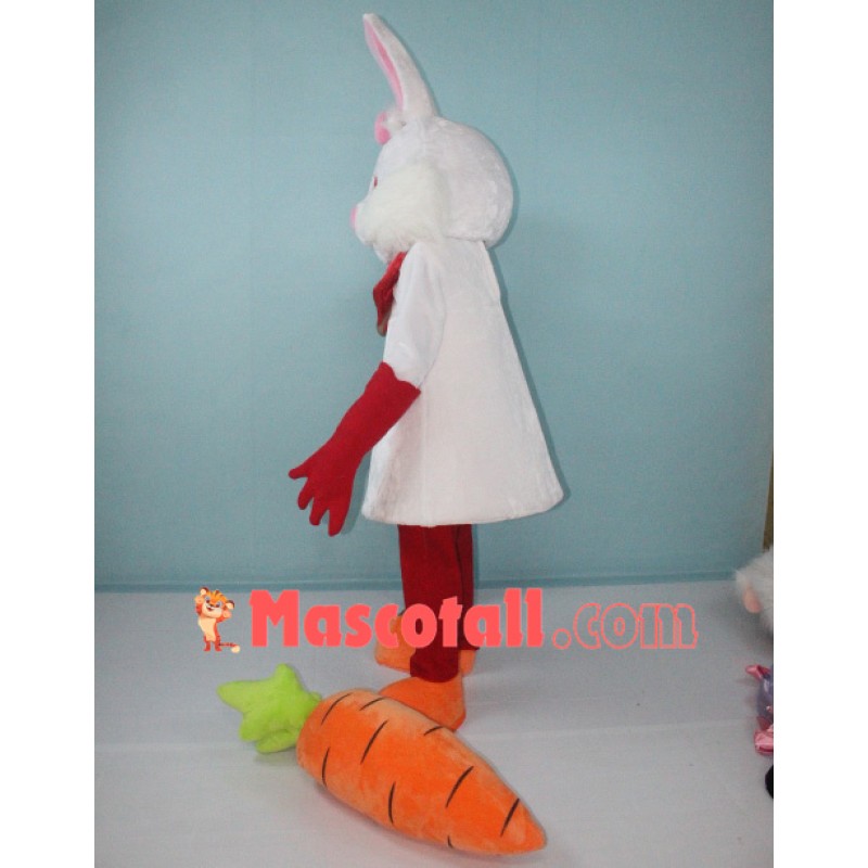 White Bunny Rabbit with Carrot Mascot Costume