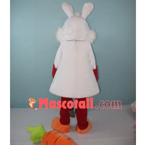White Bunny Rabbit with Carrot Mascot Costume