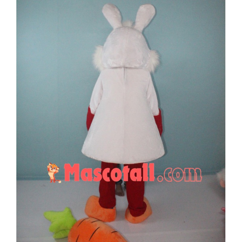 White Bunny Rabbit with Carrot Mascot Costume