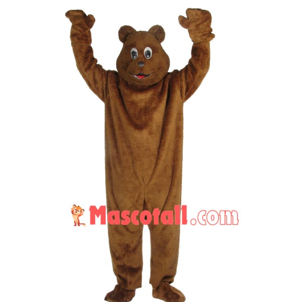 Happy Realistic Brown Bear Mascot Costume