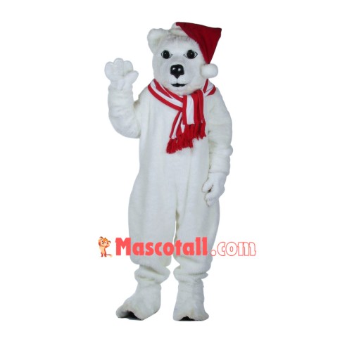 Polar Bear With Hat Mascot Costume