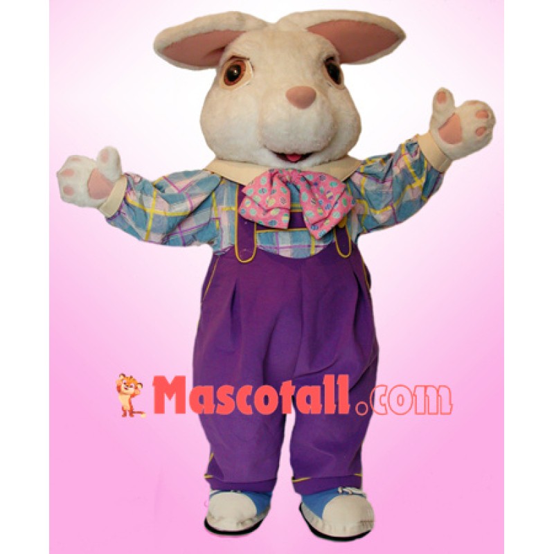 White Furry Easter Bunny Mascot Costume