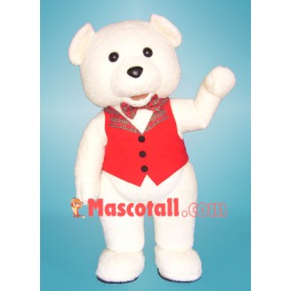 High Quality White Teddy Bear Mascot Costume