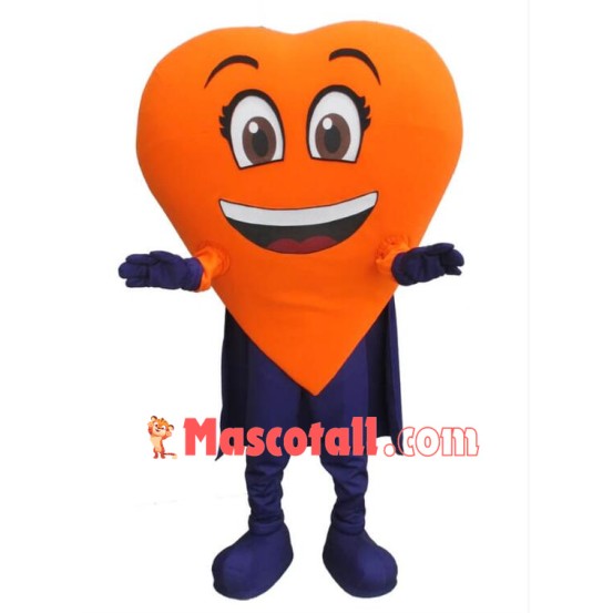 Orange Heart Mascot Costume