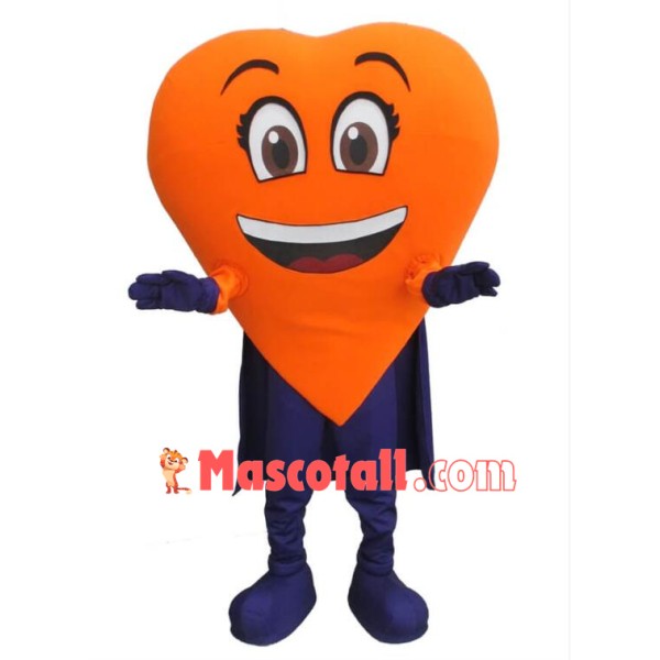 Orange Heart Mascot Costume