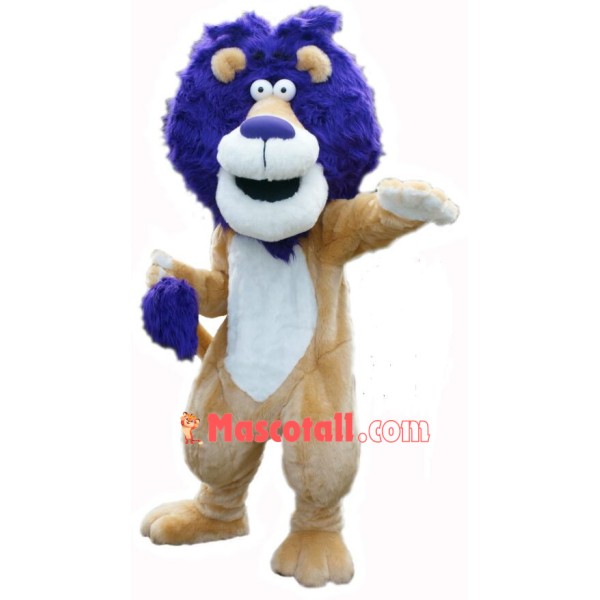 Blue Hair Lion Mascot Costume