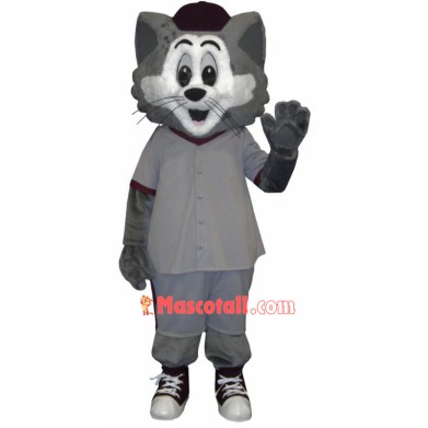 Grey and White Cat Mascot Costume