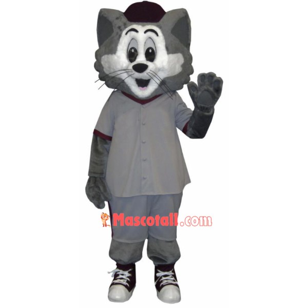 Grey and White Cat Mascot Costume