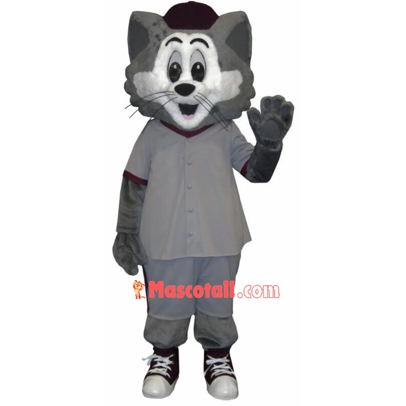 Grey and White Cat Mascot Costume