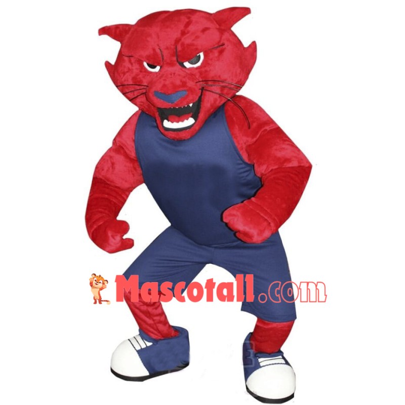 Red Bearcat Mascot Costume Free Shipping