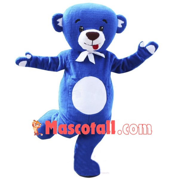 Happy Blue Bear Mascot Costume