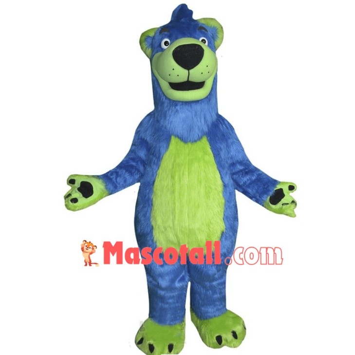 Blue & Green Bear Mascot Costume