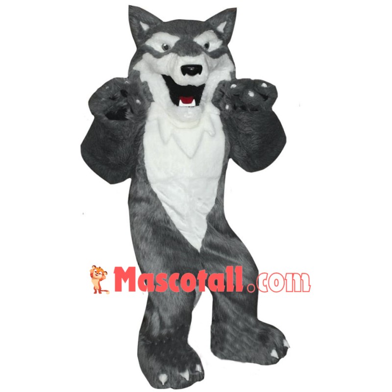 Grey & White Wolf Mascot Costume