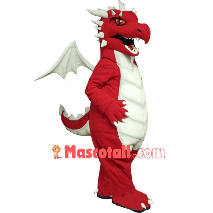 Fierce Red Dragon Mascot Costume