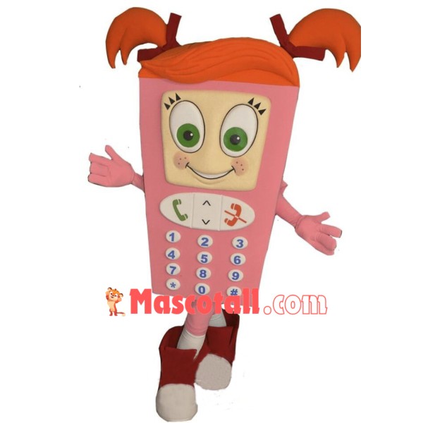 Pink Girl Cell Phone Mascot Costume