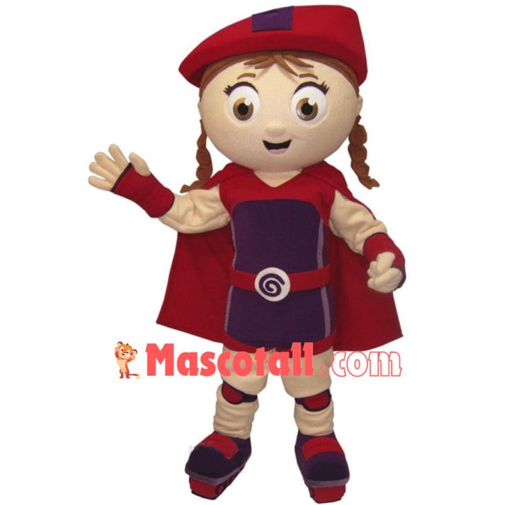 Red Super Girl Mascot Costume